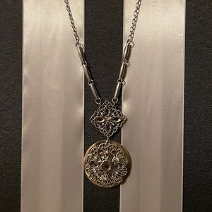 Statement Necklace, Silver tone 42 inches